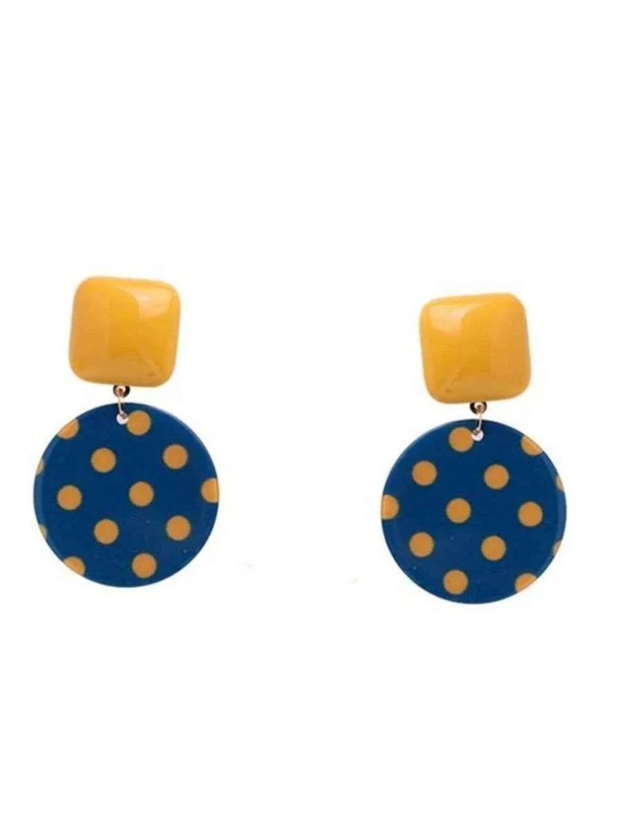Square Yellow Resin Earrings