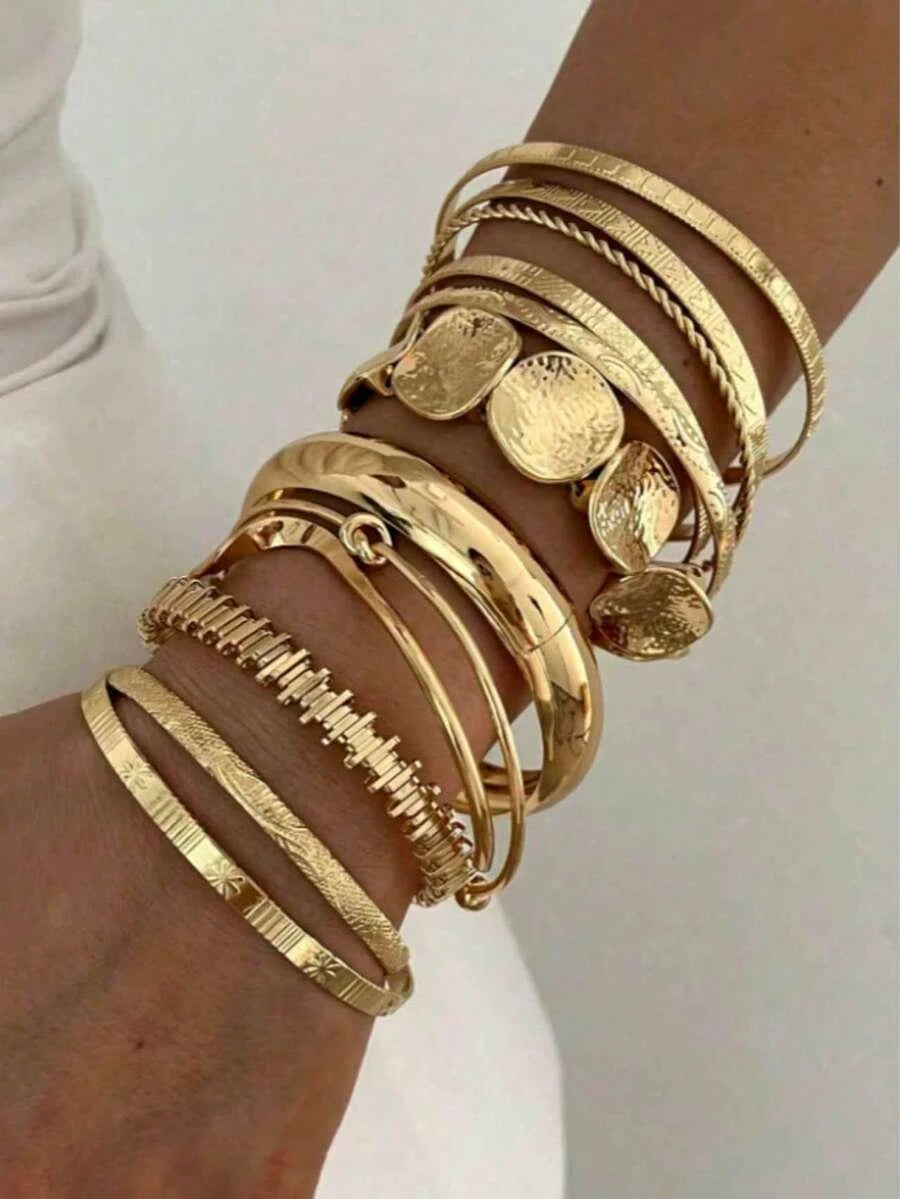 12pcs Gold Layered Bracelet
