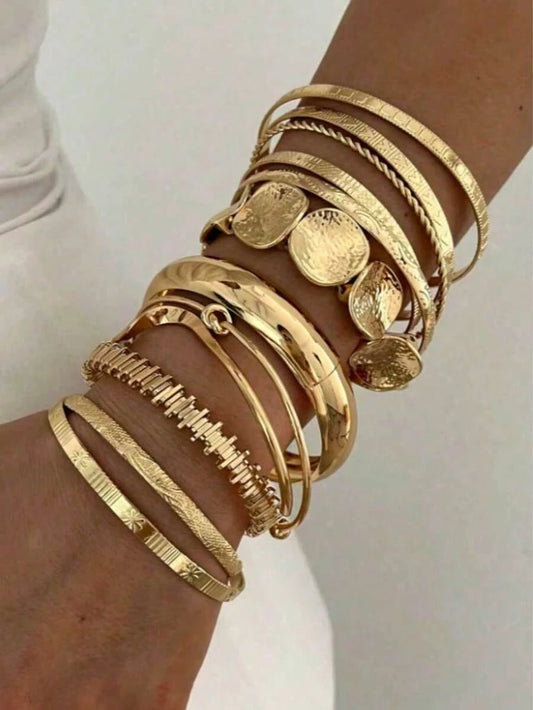 12pcs Gold Layered Bracelet