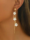 Floral Crystal Tassel Drop Earrings