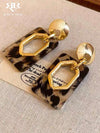 Vintage Geometric Leopard Resin Earrings