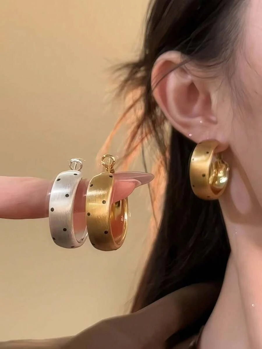 Round Metal Polka Dot Earrings