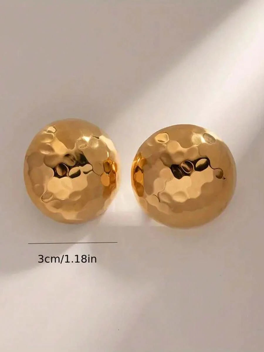 Vintage Minimalist Hammered Half-Sphere Earrings