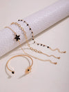 Minimalist Alloy Flower Tassel Bracelet Set