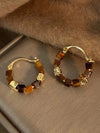 Tiger Eye Beaded Hoop Earrings