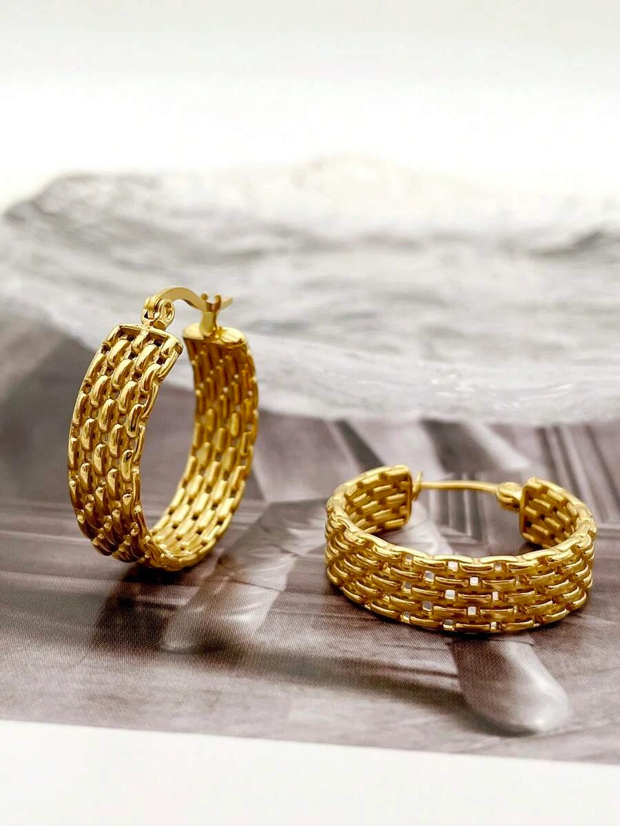 Vintage French C-Shape Hoop Earrings