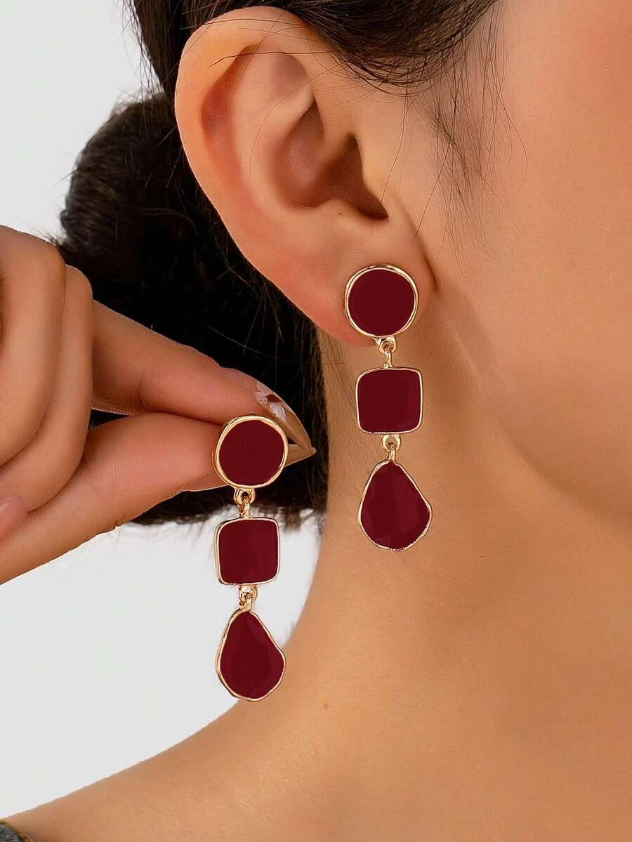 Vintage Geometric Asymmetrical Drop Earrings