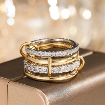 Two-Tone Stacked Zirconia Ring