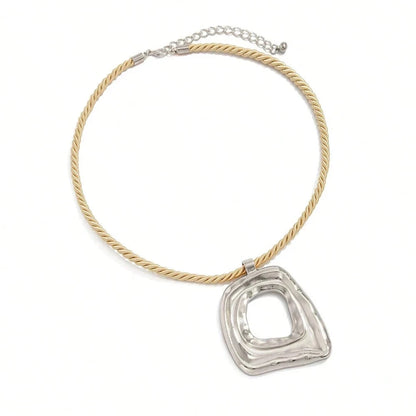 Geometric Pendant Twisted Chain Necklace