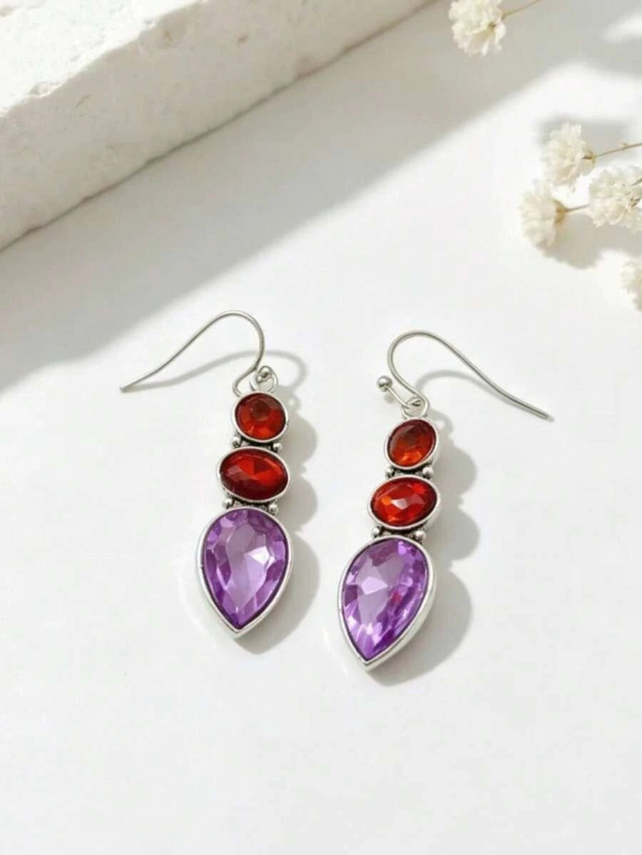 Vintage Bohemian Geometric Rhinestone Pendant Earrings